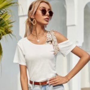 White Top with tie on one shoulder